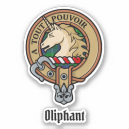 Clan Oliphant Escudo sobre Tartán Pegatina