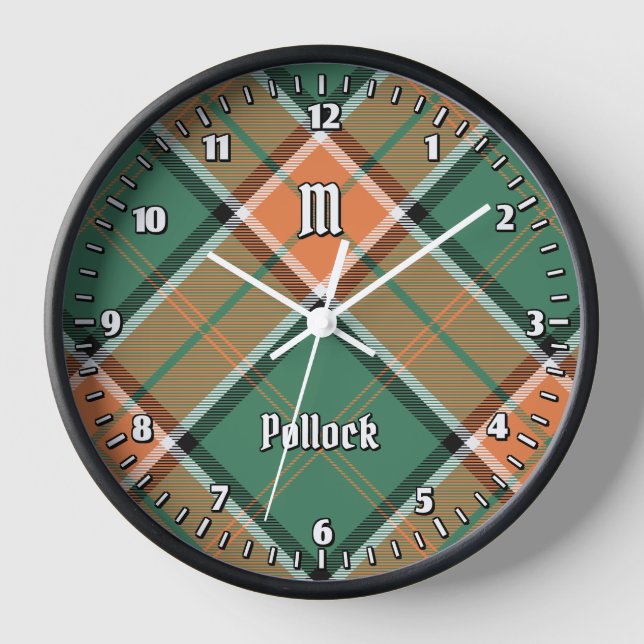 Clan Pollock Tartán reloj grande (Anverso)