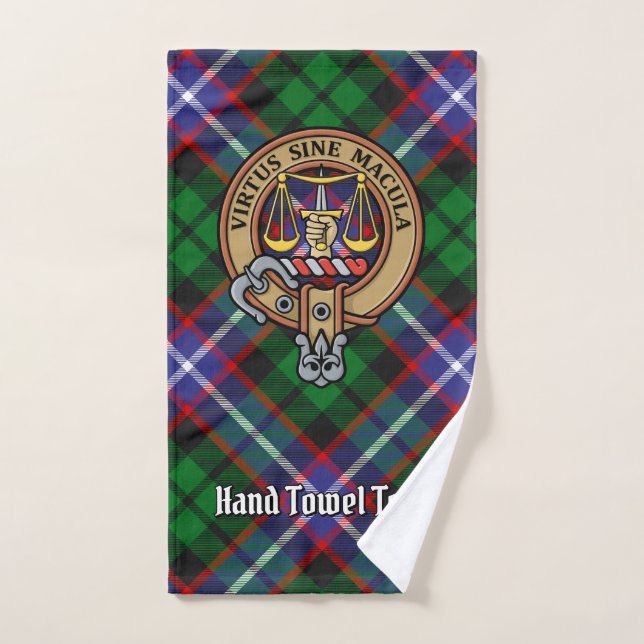 Clan Russell Crest over Tartan (Toalla de mano)