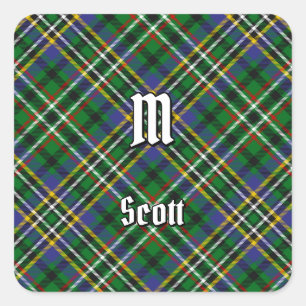 Clan Scott Green Tartan Square Pegatina