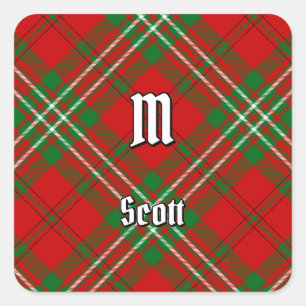 Clan Scott Red Tartan Square Pegatina