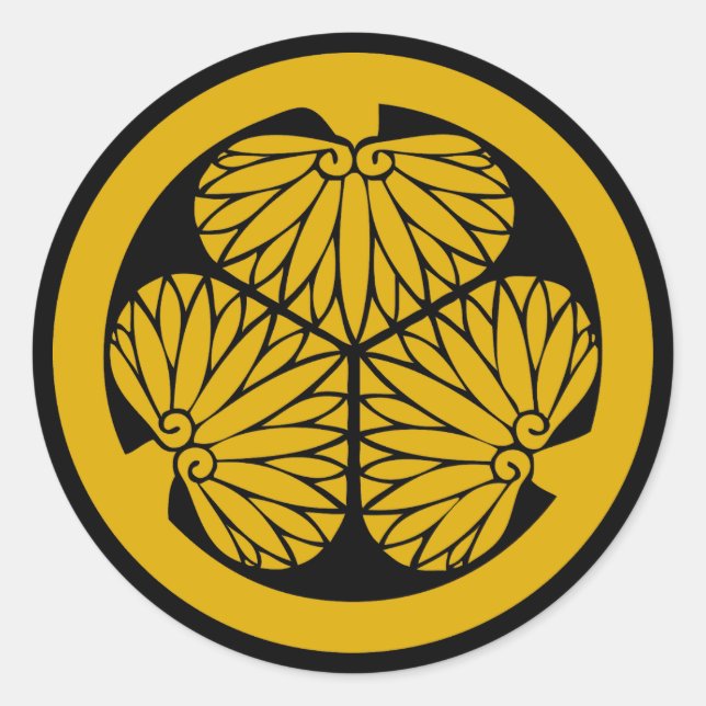 Clan Tokugawa Escudo (Kamon) Pegatina redondo clás (Anverso)