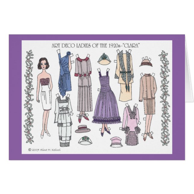 Clara, señora del art déco de la tarjeta de papel (Anverso (Horizontal))