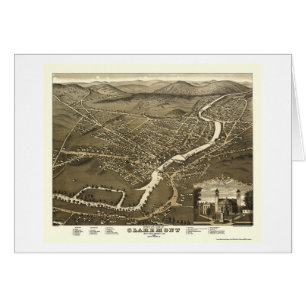 Claremont, mapa panorámico del NH - 1877