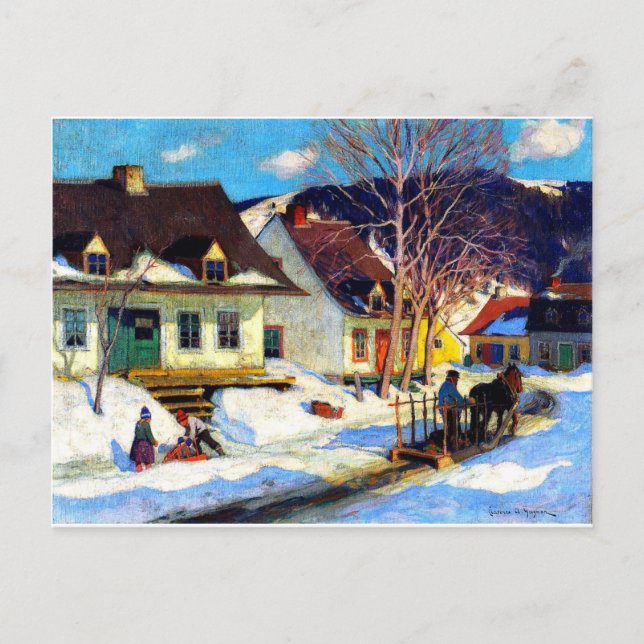 Clarence Gagnon - Una postal de la aldea de Quebec (Anverso)