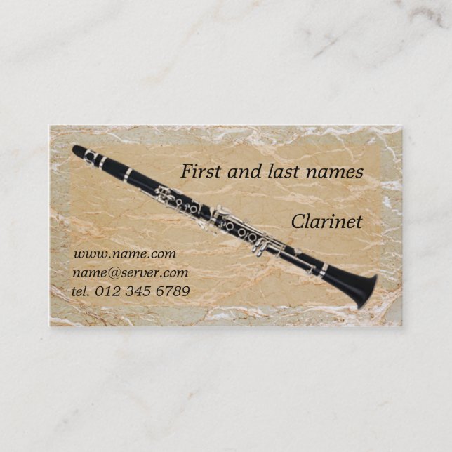 Clarinet en la tarjeta de visita de mármol (Anverso)