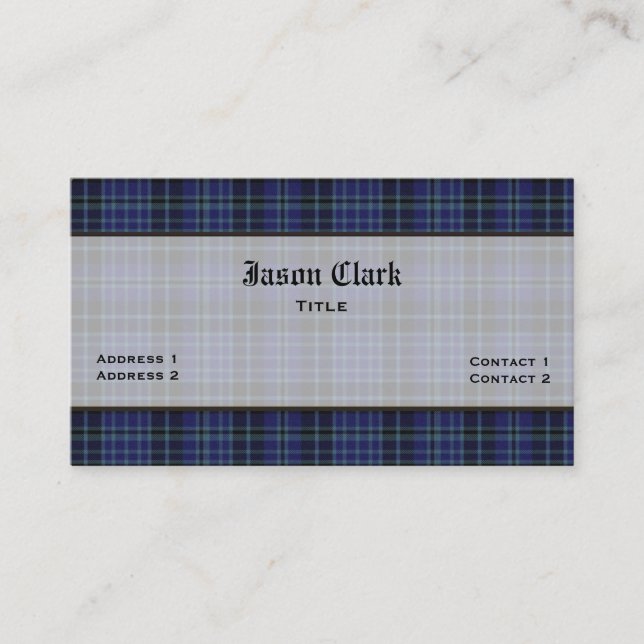 Clark Tartan Plaid Personalizado tarjeta de visita (Anverso)