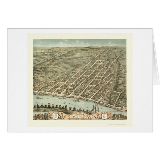 Clarksville, mapa panorámico del TN - 1870 (Anverso (Horizontal))