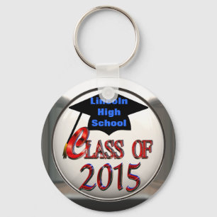 Clase blanca y azul y de plata roja del llavero