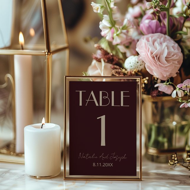 Clase Burgundy Oro Número de Mesa de Boda de Lujo (Subido por el creador)
