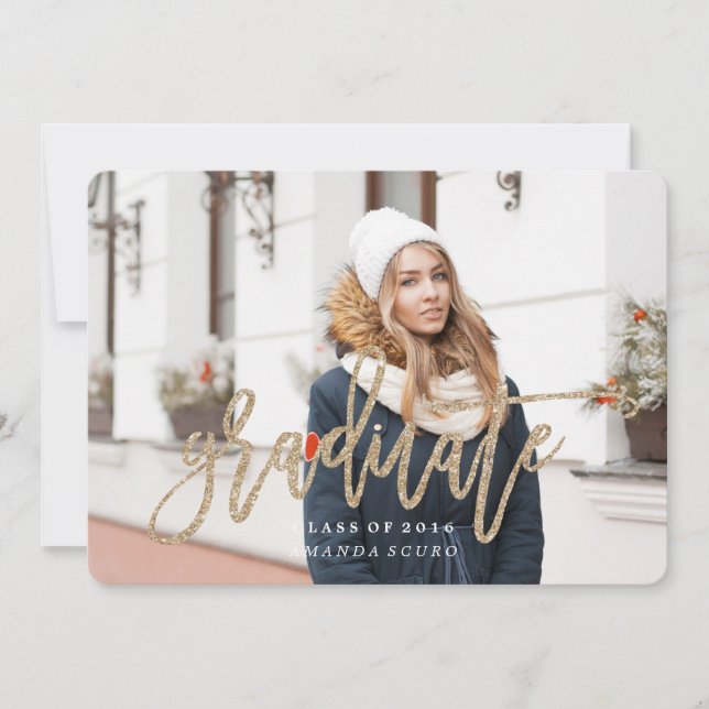 CLASE DE 2016 Purpurina DE GRADUACIÓN Invitación (Anverso)