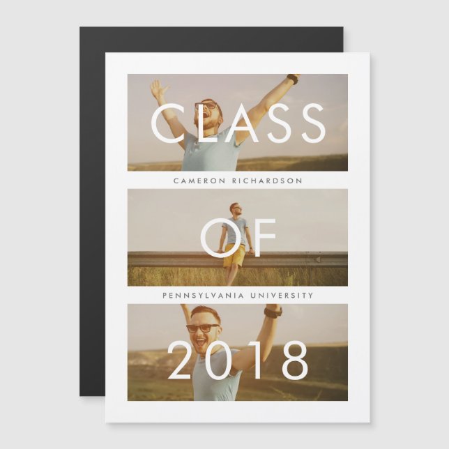 Clase de 2018 | 3 Invitación de Graduación de Foto (Anverso/Reverso)