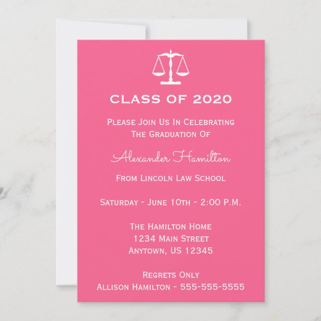 Clase De 2020 Invitación A La Graduación De Escala (Anverso)