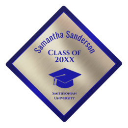Clase de 2024 Blue Metallic Gold Graduation Cap