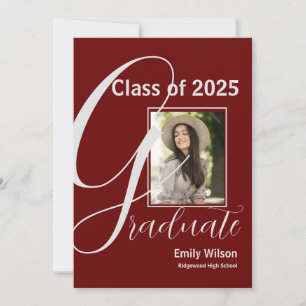 Clase de 2025 GRAD Two Photo Red Graduation Party