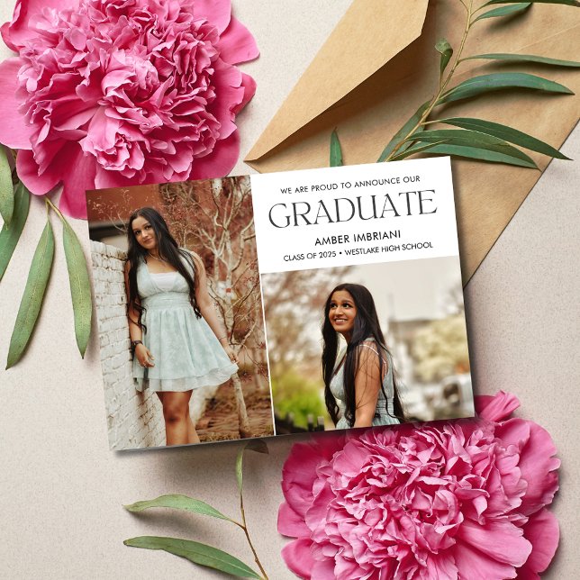 Clase de 2025 Invitación de dos graduaciones fotog (Class of 2025 Two Photo Graduation Announcement)