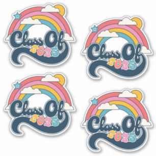 Clase de 2025 Pegatinas Rainbow Retro Conjunto de