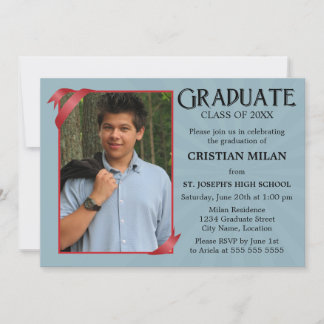 Clase de cinta roja de la invitación a la graduaci