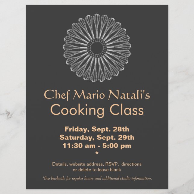 Clase de Cocina Folleto de Batidor (Frente)