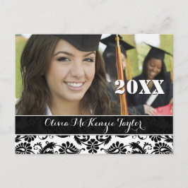 Clase de damasco negro de invitaciones de graduaci