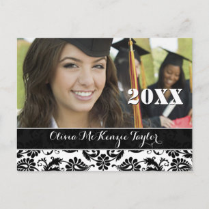Clase de damasco negro de invitaciones de graduaci