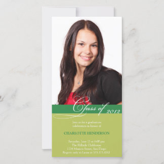 Clase de guión verde de la invitación de graduació