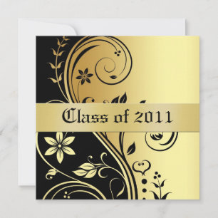 Clase de Invitación a Graduación con Floral Gold