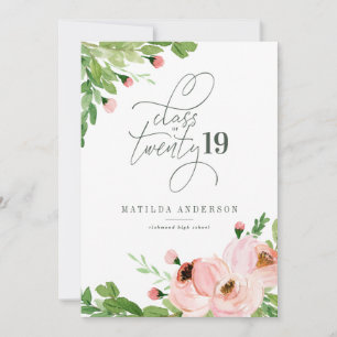 Clase de invitación a graduación de acuarela flora