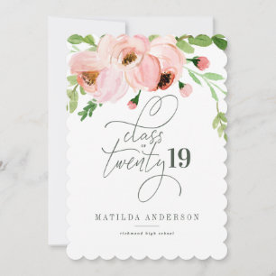 Clase de invitación a graduación de acuarela flora