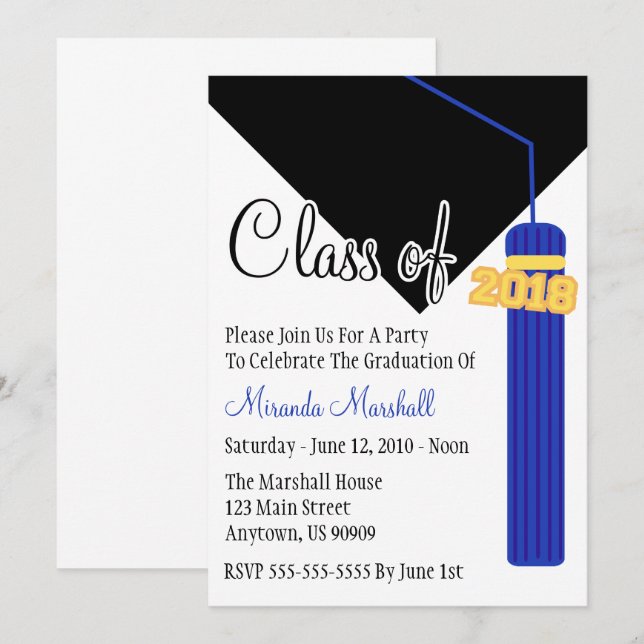 Clase De Invitación A La Graduación De Tassel 2018 (Anverso / Reverso)