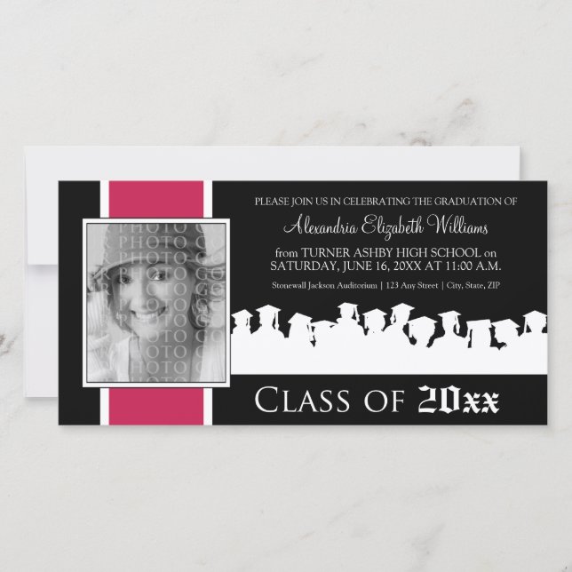 Clase de Invitación de graduación [AÑO]: fuschia (Anverso)