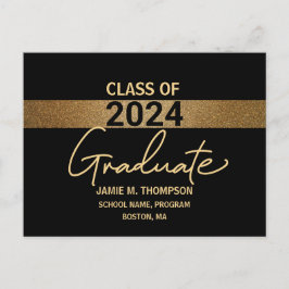 Clase de invitación de graduación negra de oro de 