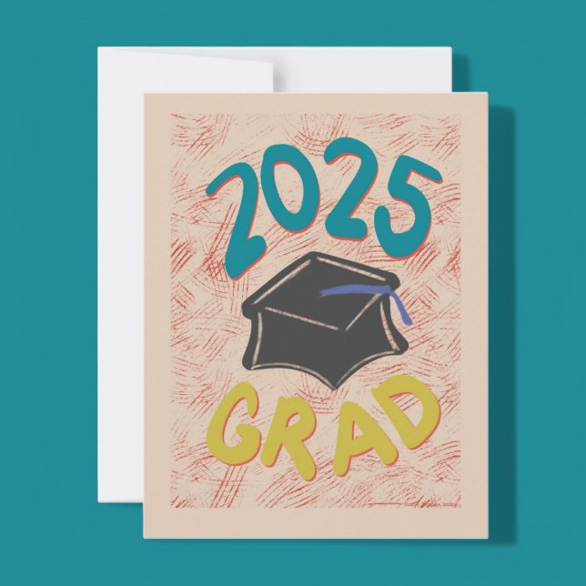 Clase de Invitación de Grunge Style Grunge 2025 (Celebrate the Class of 2025 with this bold, grunge-style graduation card by Artist © Cathy Thompson.)