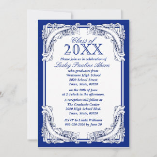 Clase De Invitaciones De Graduación Blanco Azul
