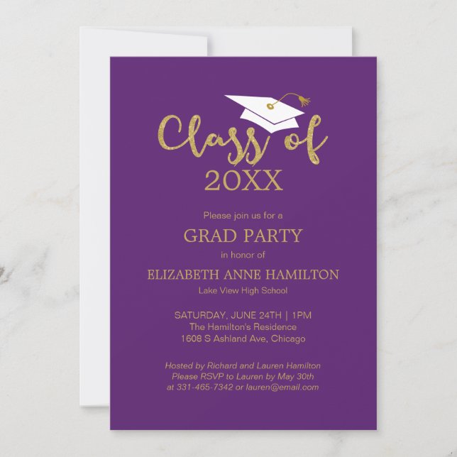 Clase de invitaciones para fiestas de graduados de (Anverso)