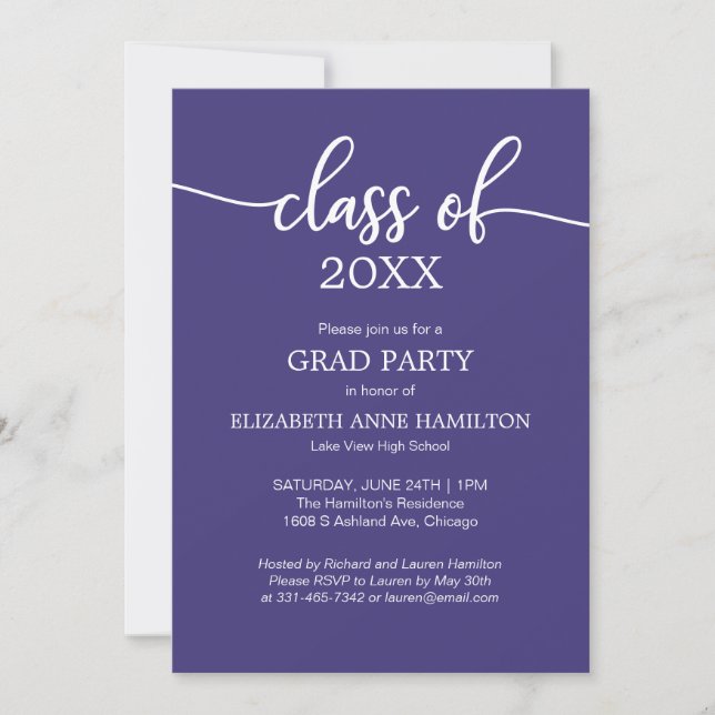 Clase de invitaciones para la fiesta de graduación (Anverso)