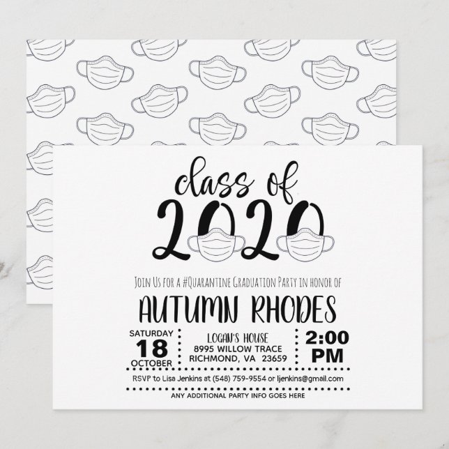 Clase de la invitación a graduación de 2020 - másc (Anverso / Reverso)