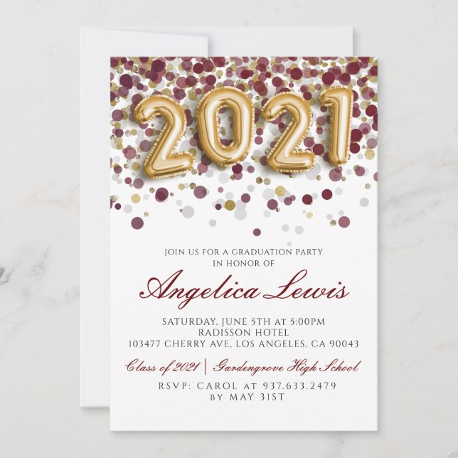 Clase de la invitación a la fiesta de graduación d (Anverso)