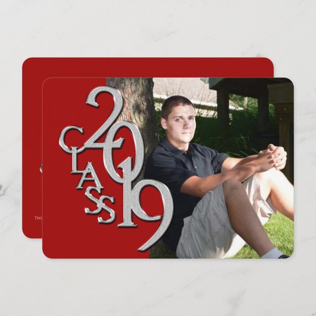 Clase de la Invitación a la Graduación de Foto Roj (Anverso / Reverso)