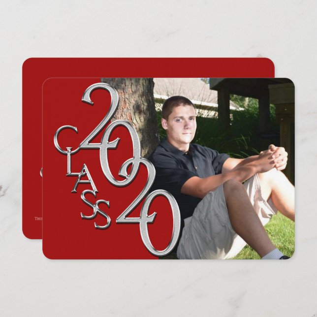 Clase de la Invitación a la Graduación de Foto Roj (Anverso / Reverso)