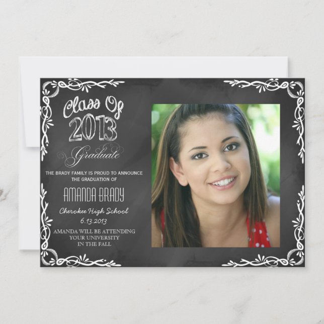 Clase de la Invitación de graduación de Chalkboard (Anverso)