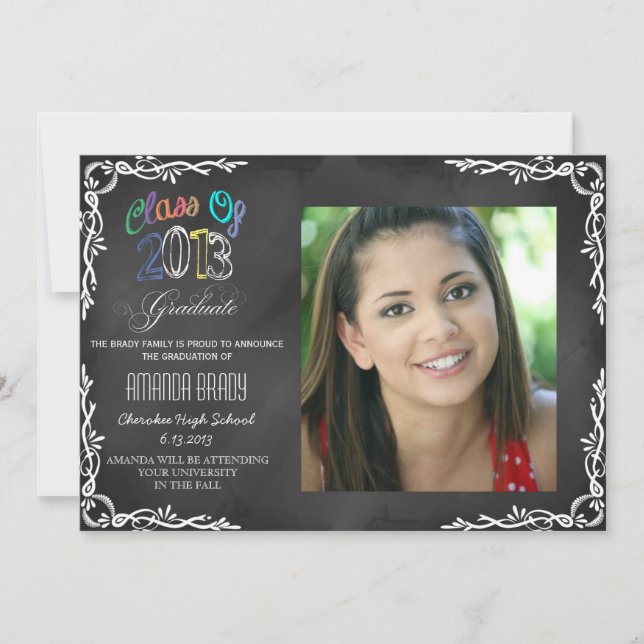Clase de la Invitación de graduación de Chalkboard (Anverso)