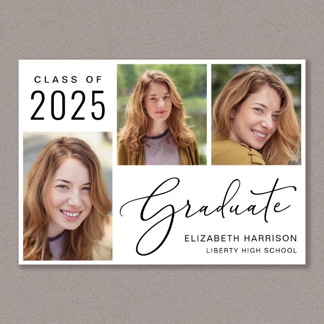 Clase de la Invitación de Graduación de Guión Foto (Cherish the milestone: share your graduate's achievement with a custom photo graduation announcement)