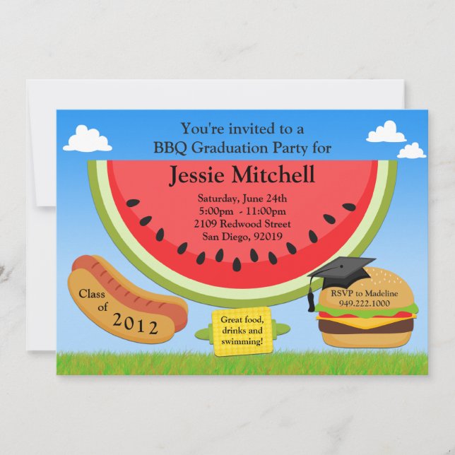 Clase de la invitación de la fiesta de graduación (Anverso)