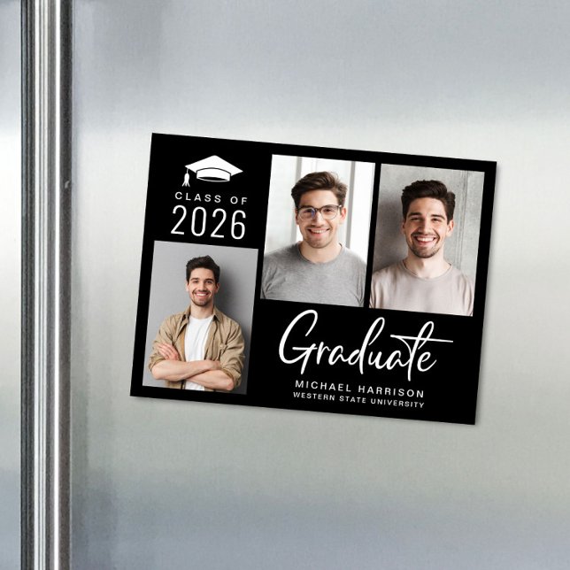 Clase de la Invitación del imán de graduación foto (Modern Photo Graduation Magnet Announcement)