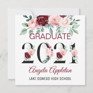 Clase de la tarjeta de graduación floral acuarela