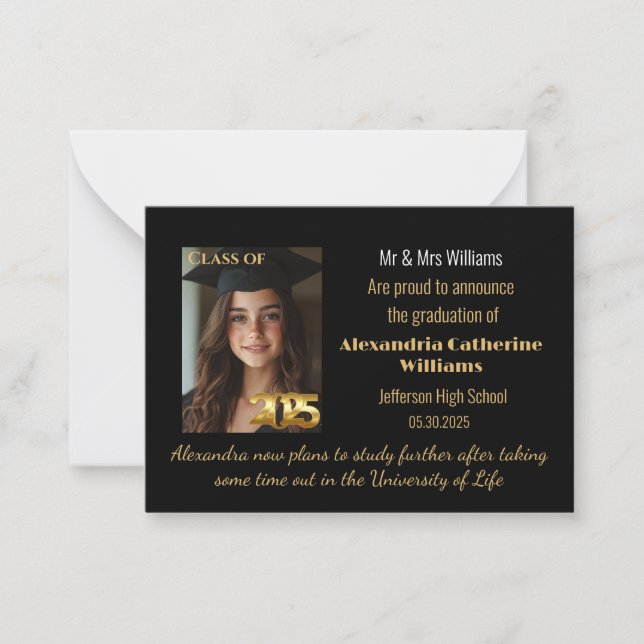 Clase de oro de la tarjeta de Invitación de gradua (Anverso)