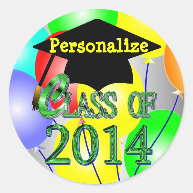 Clase De Pegatinas De Globos Coloridos De 2014 (Anverso)