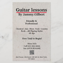 Clase Guitar Flyer Impresión de doble cara