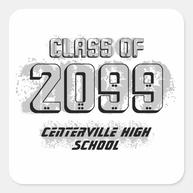 Clase moderna afligida negra de Pegatina cuadrado (Anverso)